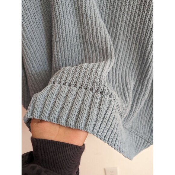 AERIE Women’s Cozy Up Oversized Knitted Chunky Ribbed BLUE Sweater XL - Picture 2 of 7